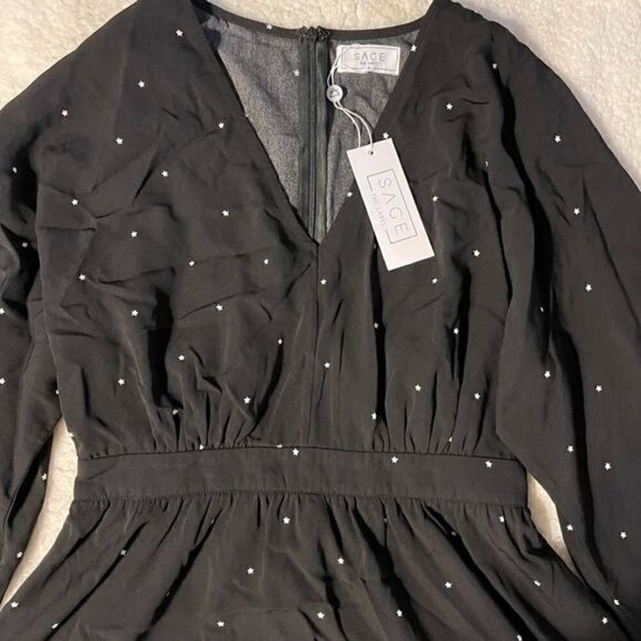 NWT Sage the Label Black Dress with White Stars - Picture 8 of 9